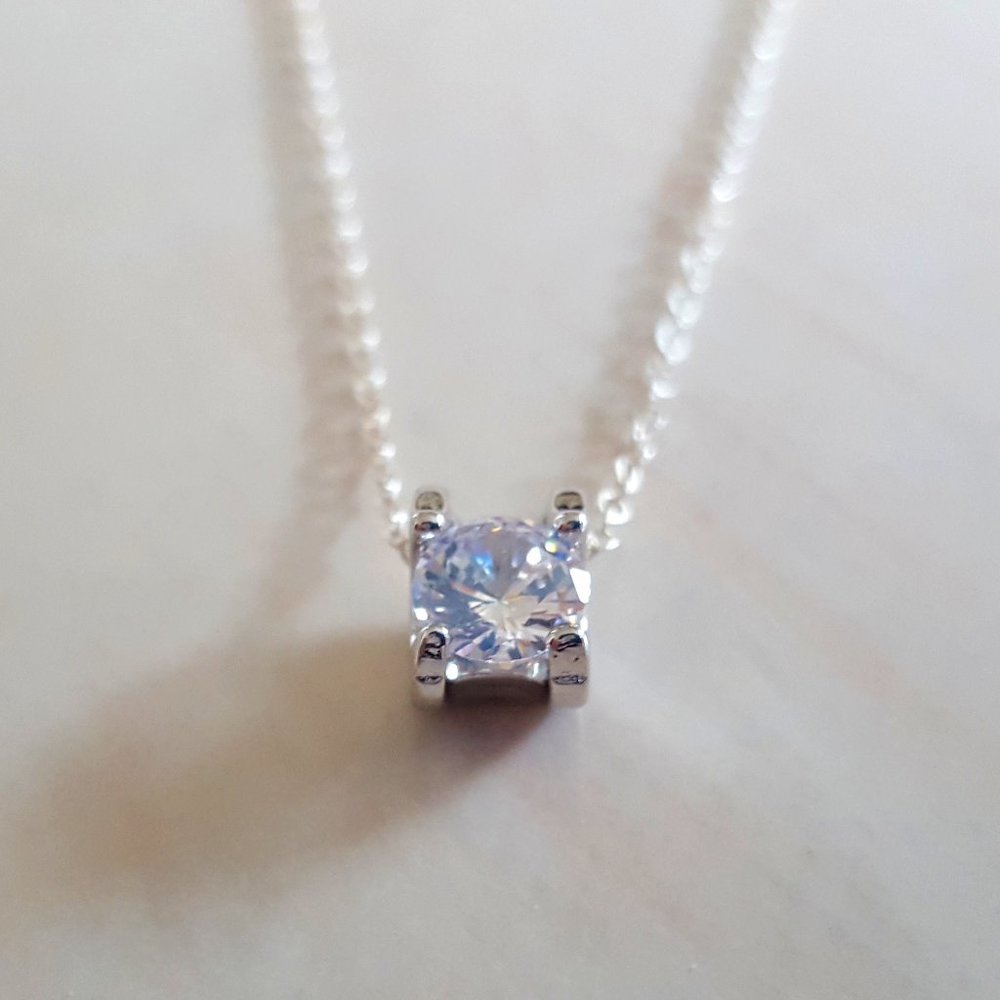 NWOT Sterling Silver White CZ Necklace